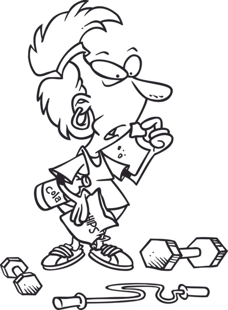 Cartoon Donna Dieta ed esercizio fisico
 - Vettoriali, immagini