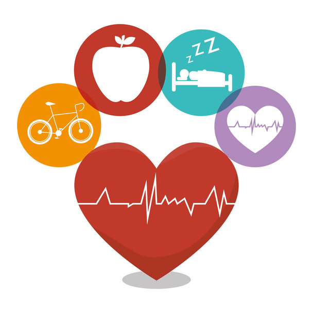gezond hart cardio pictogram - Vector, afbeelding
