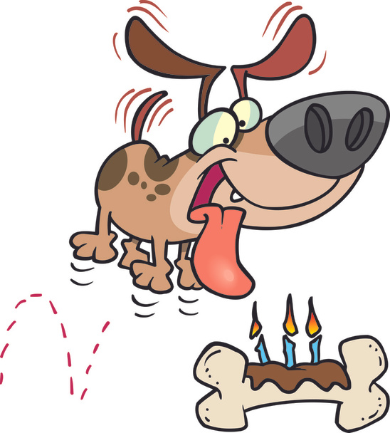 Cartoon Hund Geburtstag Knochen - Vektor, Bild