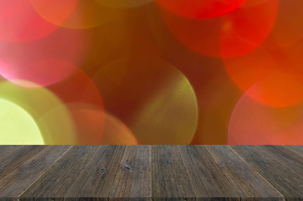 Bokeh abstracto de luz con terraza de madera
 - Foto, Imagen