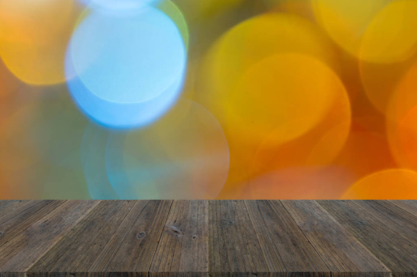 Bokeh abstrait de lumière avec terrasse en bois
 - Photo, image