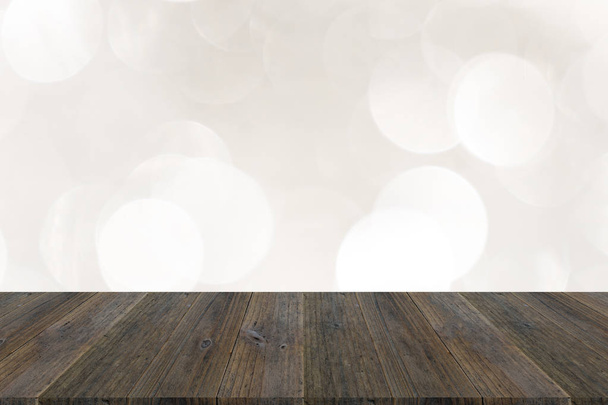 Bokeh abstracto de luz con terraza de madera
 - Foto, imagen