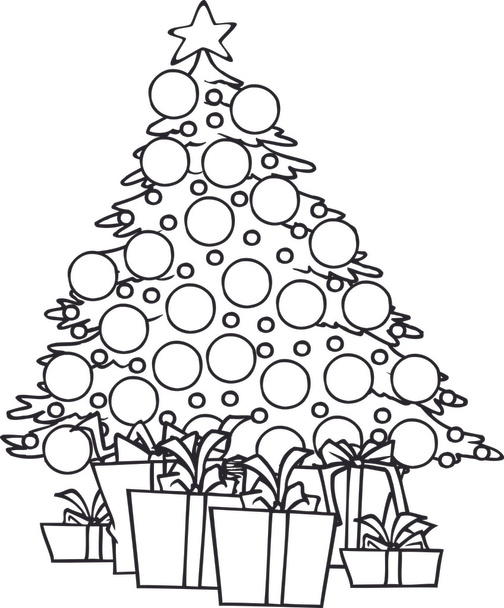 árbol de Navidad de dibujos animados - Vector, Imagen
