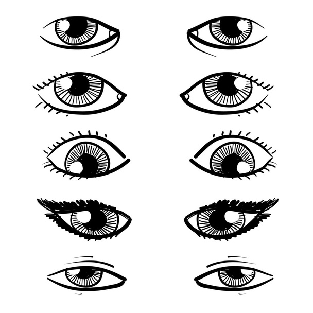 Desenho de sortimento de olhos humanos
 - Vetor, Imagem
