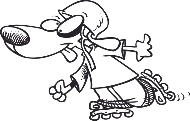Cartoon Dog Rollerblades - Vector, Image