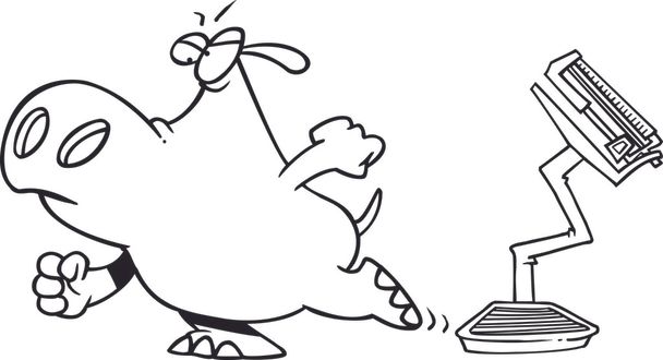 karikatür hippo ağırlık ölçek - Vektör, Görsel