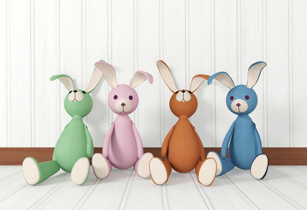 Grupa królik lalki siedzi - Zdjęcie, obraz