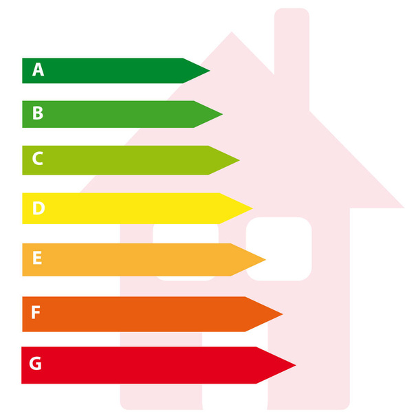 Energetické štítky s domů na bílém pozadí - Vektor, obrázek