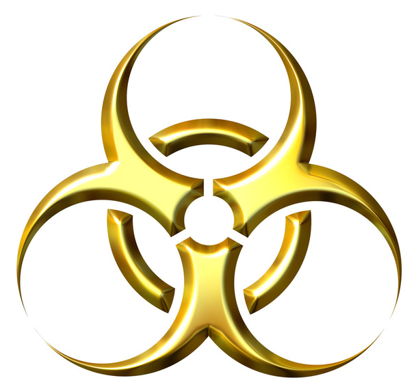 3D σύμβολο golden βιολογικού κινδύνου - Φωτογραφία, εικόνα