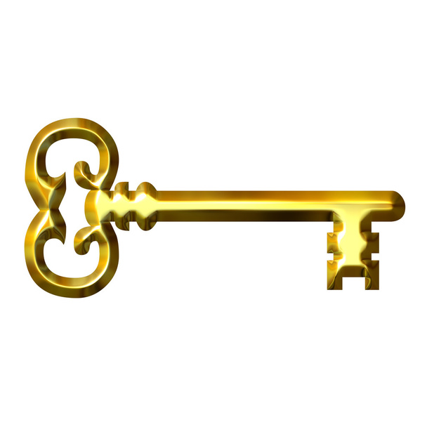 3D altın vintage anahtar - Fotoğraf, Görsel