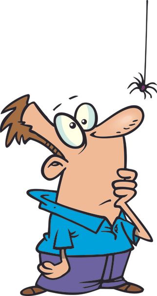 Cartoon man with spider - Vector, Image