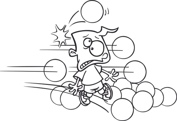 Garçon de bande dessinée jouant Dodgeball
 - Vecteur, image