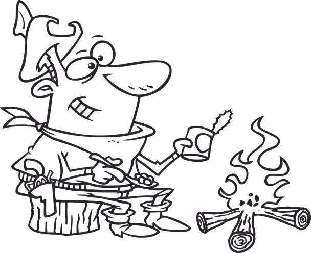 Caricatura vaquero frijoles horneados
 - Vector, imagen
