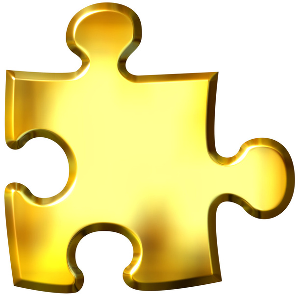Pezzo di puzzle dorato 3D
 - Foto, immagini