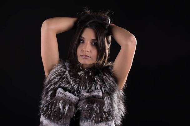 Girl in fur vest - Photo, Image