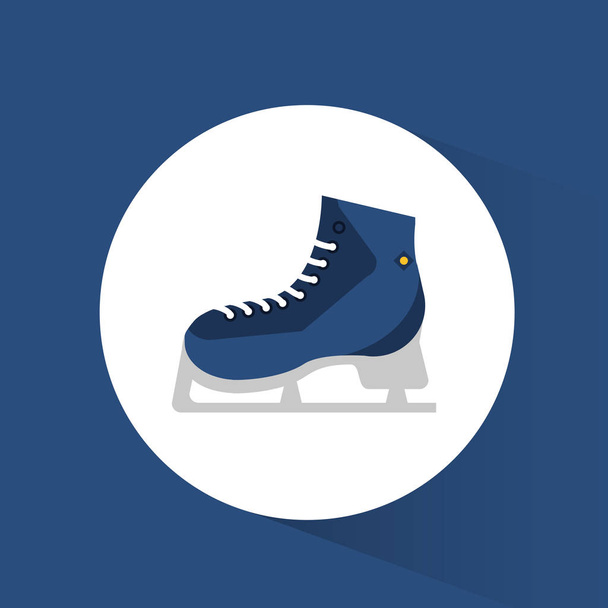 blue ice skate winter sport icon - Vector, Image