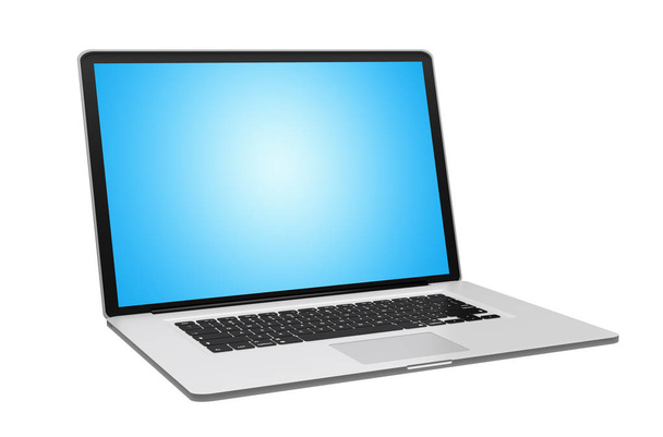 Moderne metalen laptop op witte achtergrond 3D-rendering - Foto, afbeelding
