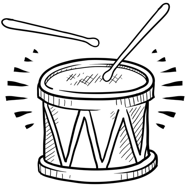 snare drum schets - Vector, afbeelding