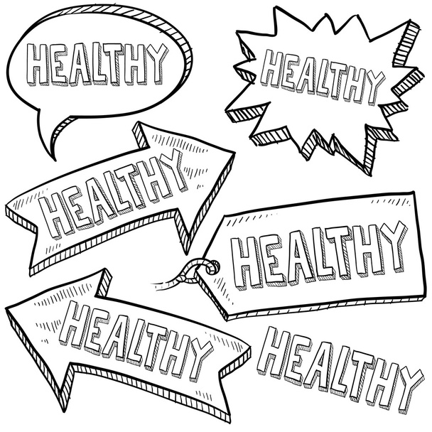 Etiquetas, etiquetas y banners comerciales saludables
 - Vector, Imagen