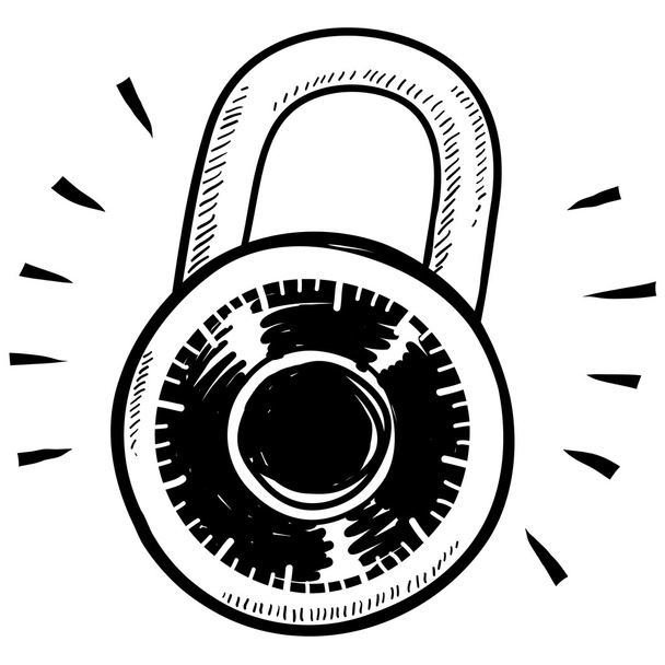 Secure combination lock sketch - Vector, Image