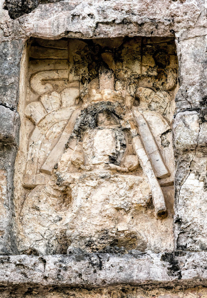Ancient Mayan carving on the wall of the Temple of the Frescoes - Фото, зображення