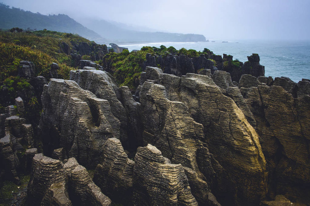 Punakaki Pankekleri Paparoa Ulusal Parkı, Yeni Zelanda 'da - Fotoğraf, Görsel