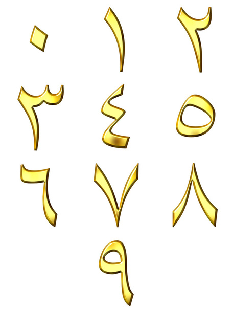 3D-gouden Arabische cijfers - Foto, afbeelding