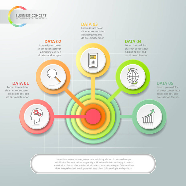 Abstract 3d infographic 5 options,  Business concept infographic - Vetor, Imagem