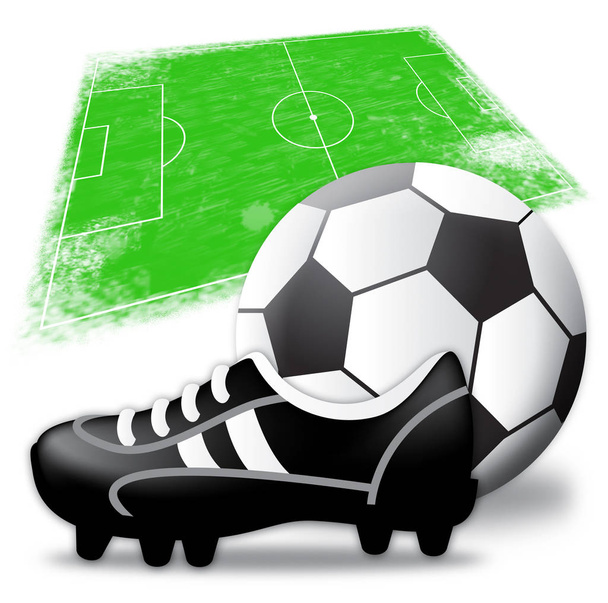 Voetbal Gear tonen voetbal apparatuur 3d illustratie - Foto, afbeelding