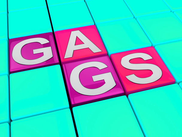 Gags blocks Means Joke Humour 3d Illustration - Photo, Image