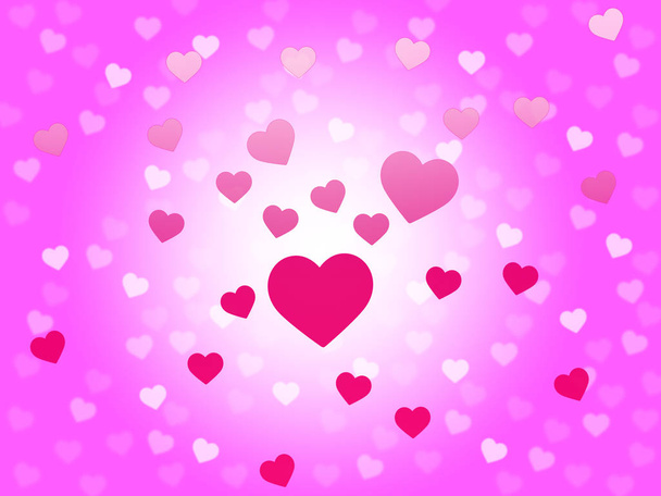 Hearts Red Background Shows Romantic And Passionate Wallpaper - Φωτογραφία, εικόνα