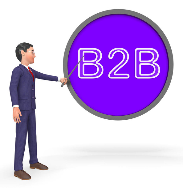 B2B teken betekent Business handel 3D-Rendering - Foto, afbeelding