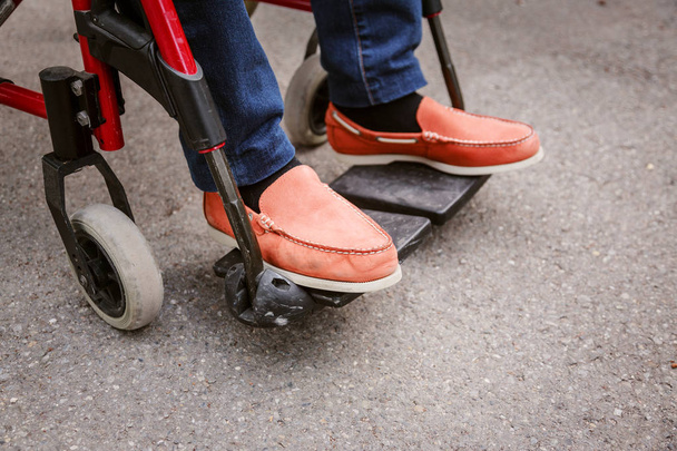 Senior Man In Wheelchair, Close-up Of Feet - 写真・画像