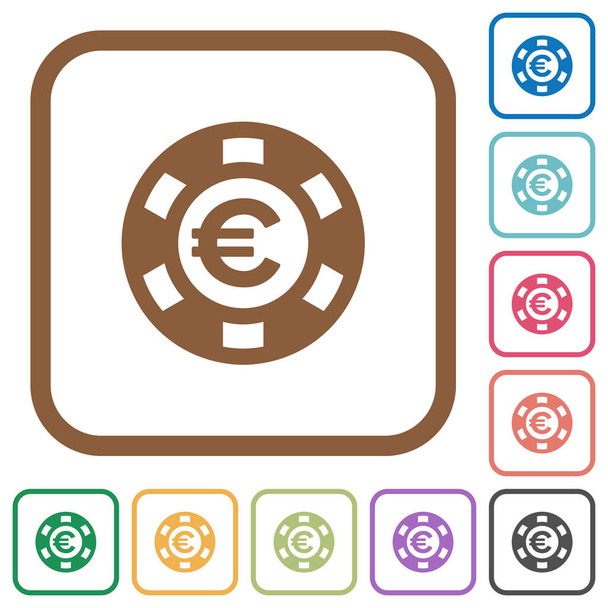 Чип казино евро простые иконки
 - Вектор,изображение