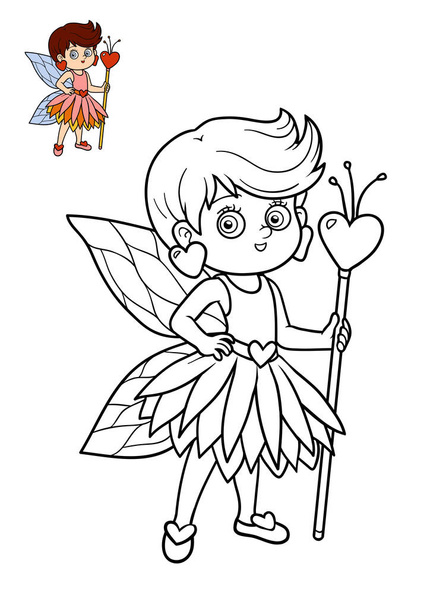 Coloring book, Fairy girl - Photo, Image