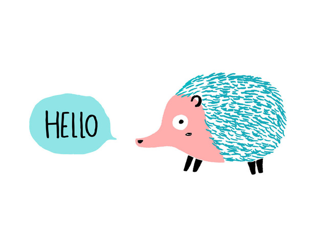 Hello Hedgehog, hand drawn vector illustration - Vecteur, image