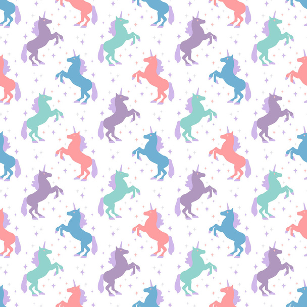 Seamless pattern with unicorn silhouette. Vector illustration. Cute magic background. Fantasy wallpaper - Vektör, Görsel