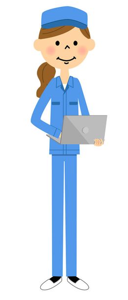 The female of the work arrive, Laptop - Vector, Image