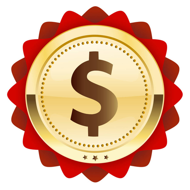 Sello de beneficio o icono con símbolo de dólar
 - Vector, Imagen