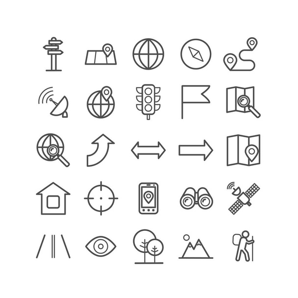 Set of outline navigation icons. Linear icons for print, web, mobile apps - Vector, Imagen