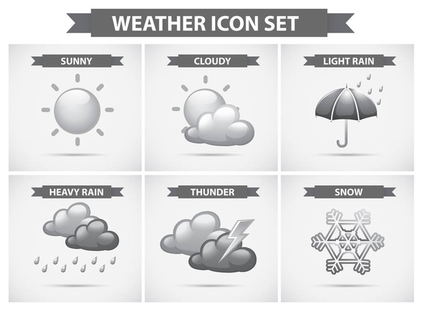 天候の種類と天気アイコン - ベクター画像