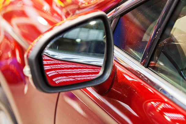 rearview mirror on the motor vehicle, note shallow depth of field - Photo, Image