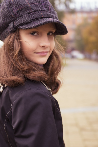 nice girl outdoor at autumn - Фото, изображение
