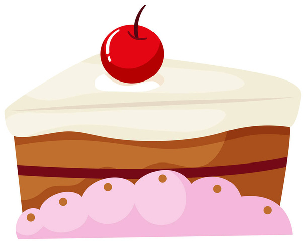Kawałek ciasta z wisienka na torcie - Wektor, obraz