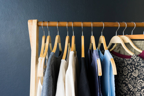Variety of shirts hanging on the clothesline - Photo, Image