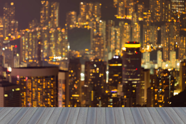 Luces borrosas Hong Kong área de residencia vista nocturna de cerca
 - Foto, imagen