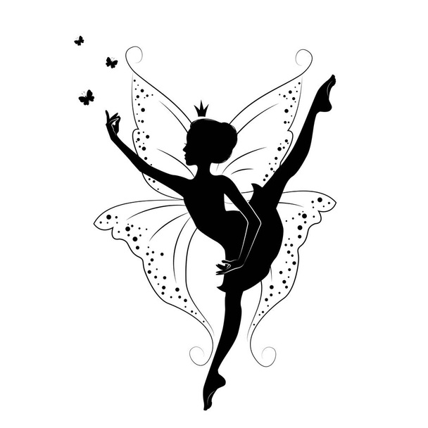 Silhouette of beautiful fairy.  - Vector, Image
