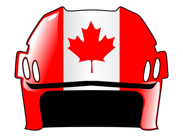 Casco de hockey en colores de Canadá
 - Vector, Imagen