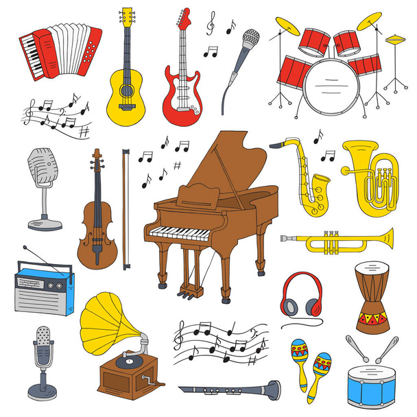 Hudební nástroje a symboly - Vektor, obrázek