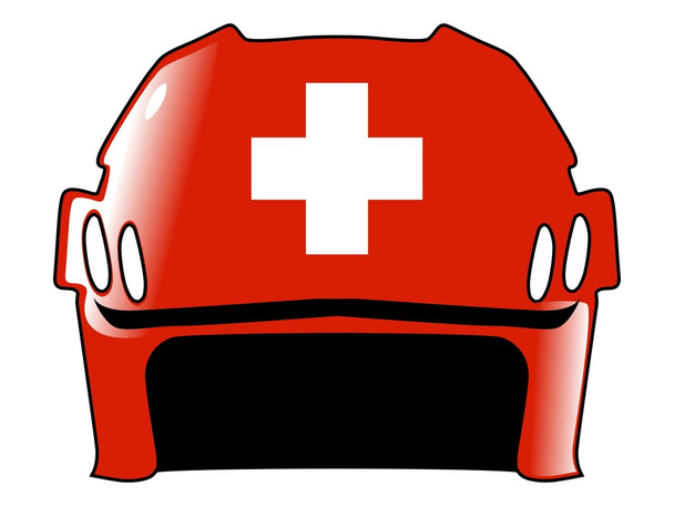 Hockey helm in kleuren van Zwitserland - Vector, afbeelding